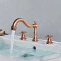 Brass Deck Mounted Dual Handles Widespread Bathroom 3 Holes Basin Faucet Mixer Water Taps mzh041