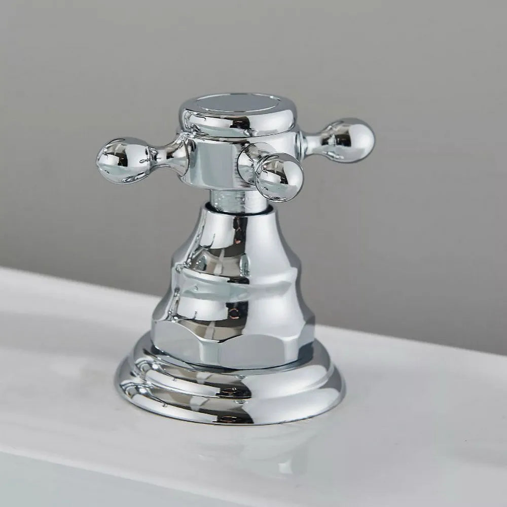 Brass Deck Mounted Dual Handles Widespread Bathroom 3 Holes Basin Faucet Mixer Water Taps mzh041