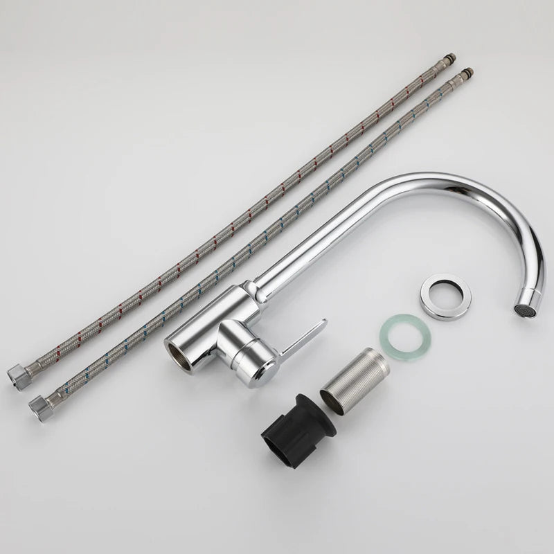Kitchen Faucet Stainless Steel Single Handle Single Hole Tap Chrome Kitchen Mixer Taps Deck Mounted Faucets Kitchen Accessories