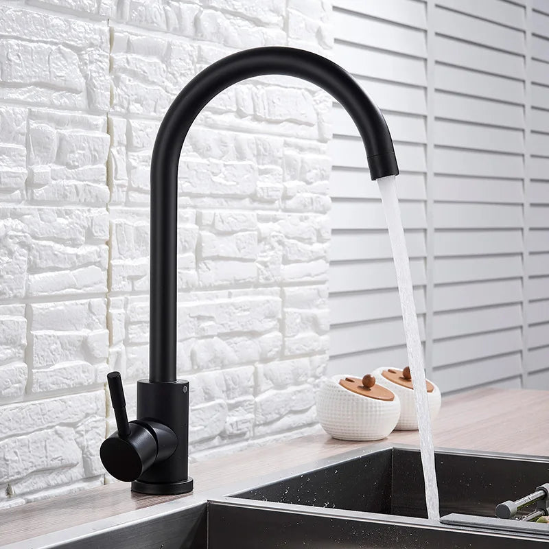 [Stainless Steel Faucet] 360° Rotatable Stainless Steel Kitchen Sink Faucet | Dual-Control Hot and Cold Water