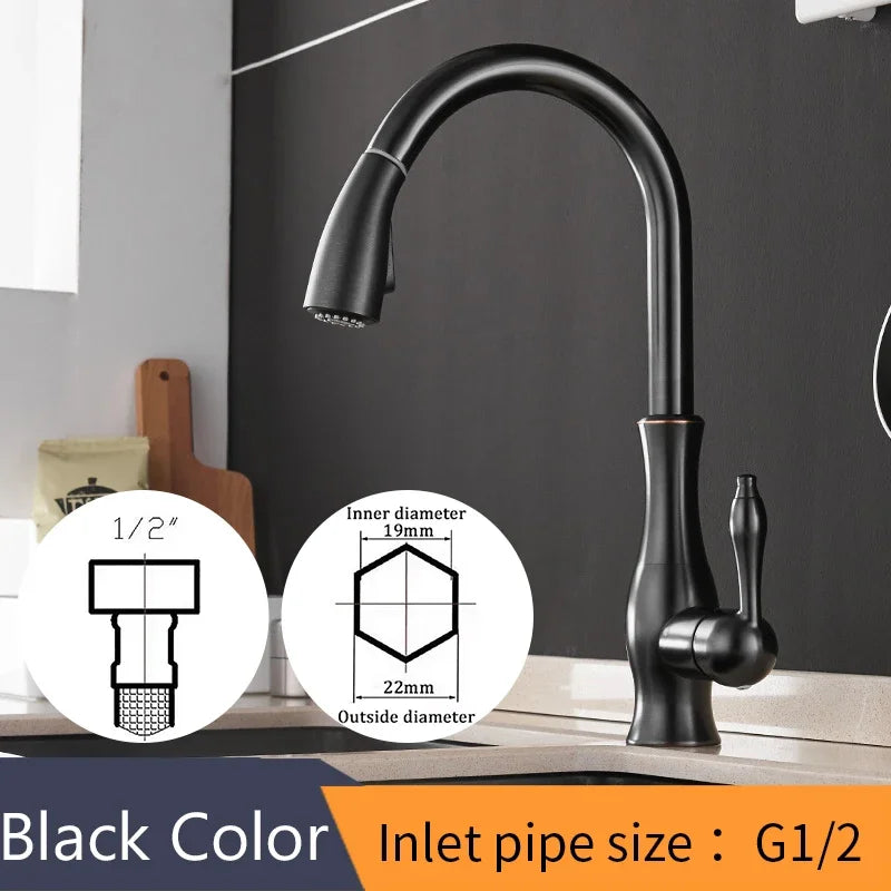 Kitchen Faucet Silver Single handle Pull-out single-hole handle Rotate 360 Water mixer faucet Mixed water tap