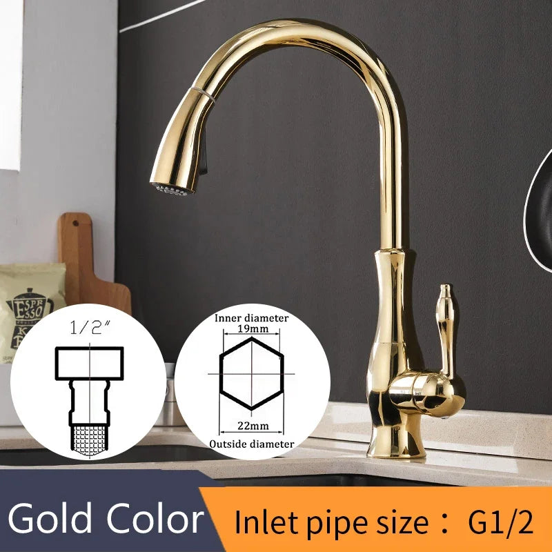 Kitchen Faucet Silver Single handle Pull-out single-hole handle Rotate 360 Water mixer faucet Mixed water tap