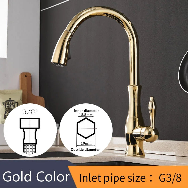 Kitchen Faucet Silver Single handle Pull-out single-hole handle Rotate 360 Water mixer faucet Mixed water tap