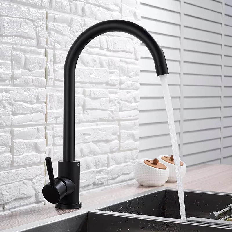 [Stainless Steel Faucet] 360° Rotatable Stainless Steel Kitchen Sink Faucet | Dual-Control Hot and Cold Water