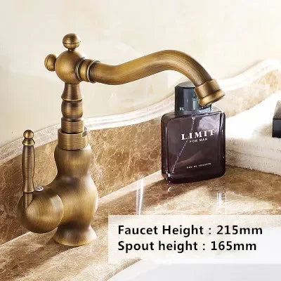 Antique Brass Bathroom Faucet Rotating Spout Basin Sink Mixer Tap Bathroom Kitchen Washing Faucet Washbasin Taps Mixers