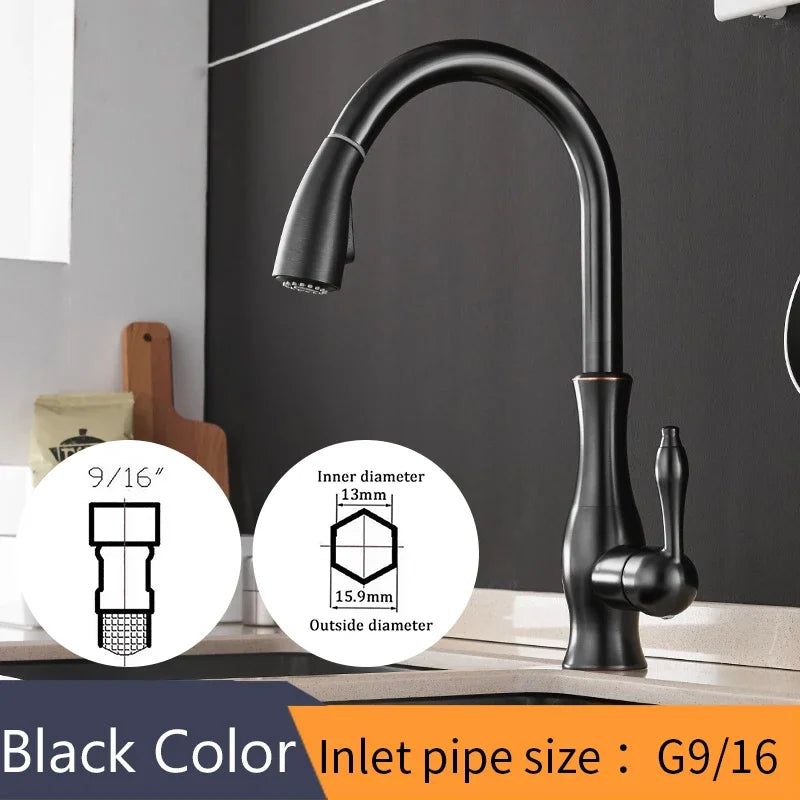 Kitchen Faucet Silver Single handle Pull-out single-hole handle Rotate 360 Water mixer faucet Mixed water tap