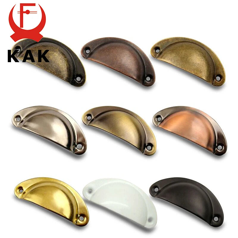 KAK 20PCS Retro Metal Kitchen Drawer Cabinet Door Handle And Furniture Knobs Hardware Cupboard Antique Brass Shell Pull Handles