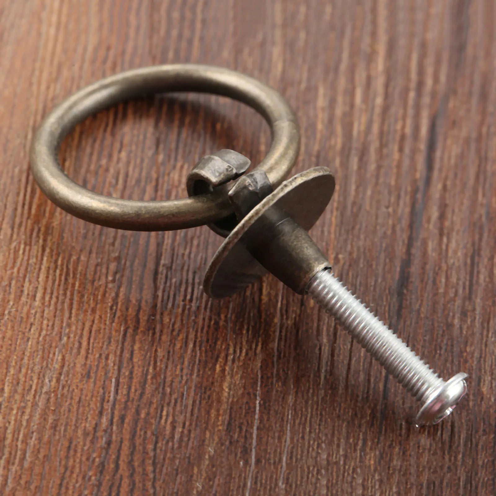 2sets Ring Knobs Simple Handle Antique Bronze Pull w/screws Decor Cabinet Furniture Kitchen Drawer Cupboard 40*30mm Old Chinese