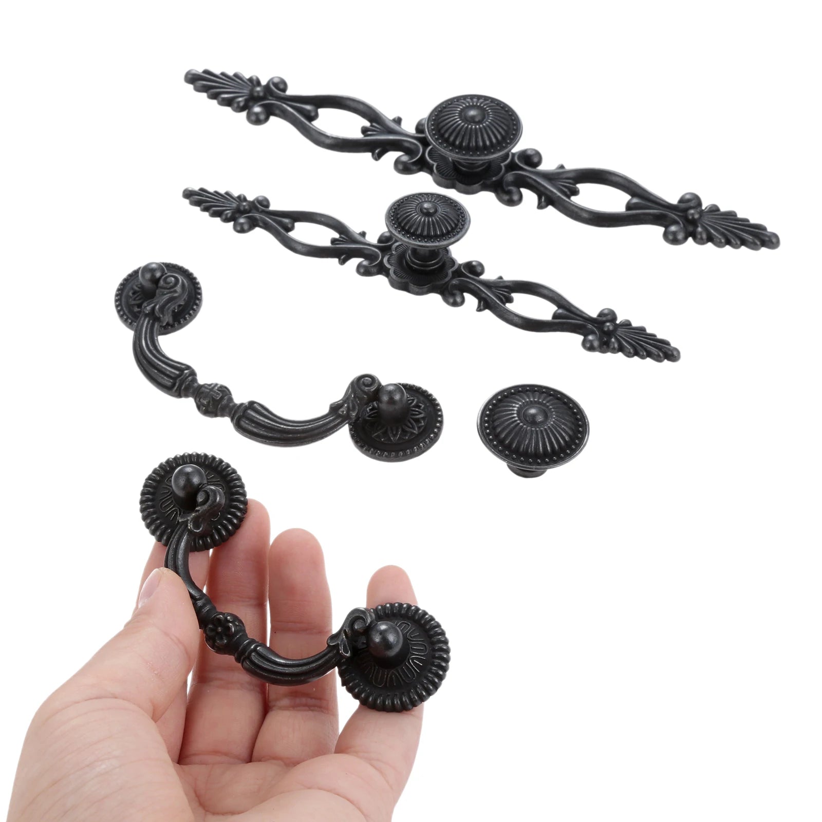 1pc Black Vintage Door Handles Antique Knobs and Handles for Kitchen Cabinets Cupboard Handles Closet Handle Furniture Hardware
