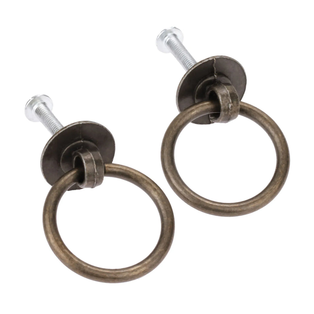 2sets Ring Knobs Simple Handle Antique Bronze Pull w/screws Decor Cabinet Furniture Kitchen Drawer Cupboard 40*30mm Old Chinese