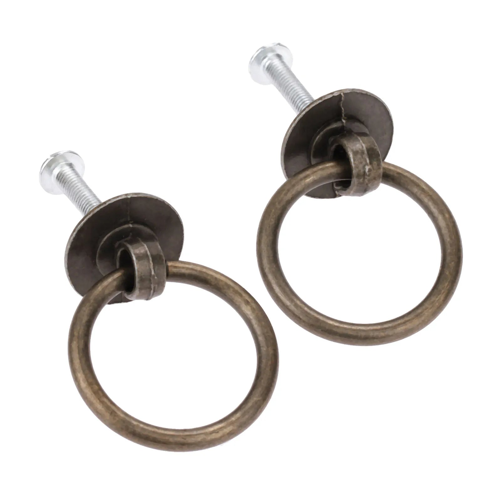 2sets Ring Knobs Simple Handle Antique Bronze Pull w/screws Decor Cabinet Furniture Kitchen Drawer Cupboard 40*30mm Old Chinese