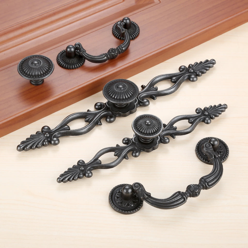 1pc Black Vintage Door Handles Antique Knobs and Handles for Kitchen Cabinets Cupboard Handles Closet Handle Furniture Hardware