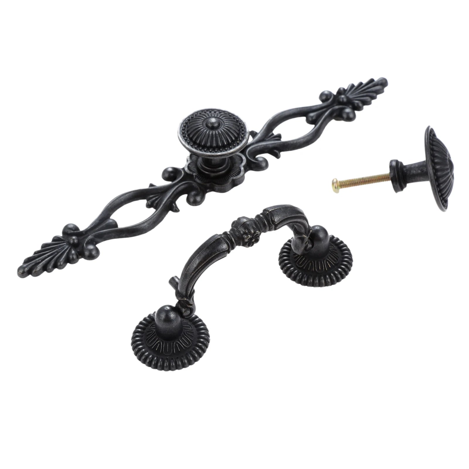 1pc Black Vintage Door Handles Antique Knobs and Handles for Kitchen Cabinets Cupboard Handles Closet Handle Furniture Hardware