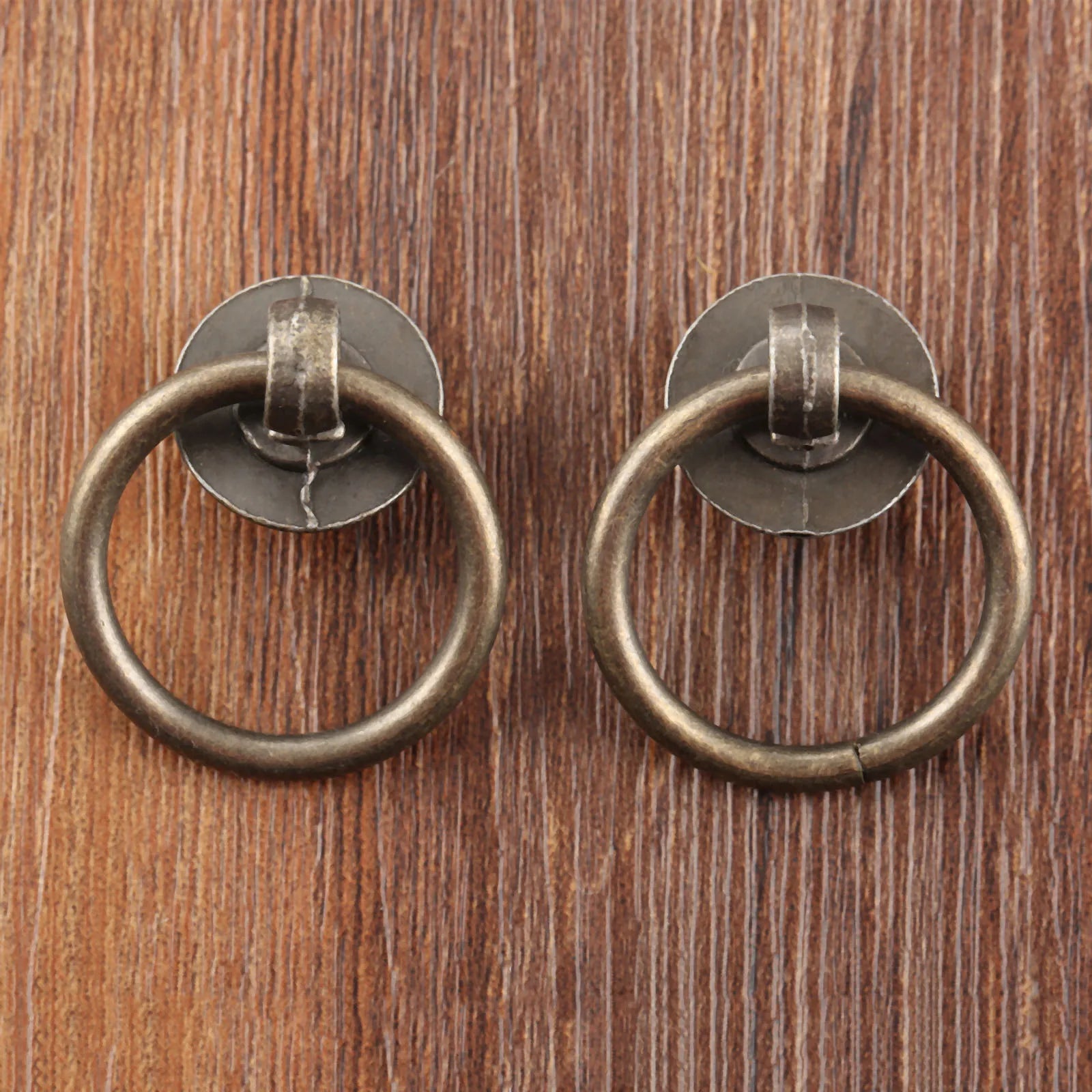 2sets Ring Knobs Simple Handle Antique Bronze Pull w/screws Decor Cabinet Furniture Kitchen Drawer Cupboard 40*30mm Old Chinese