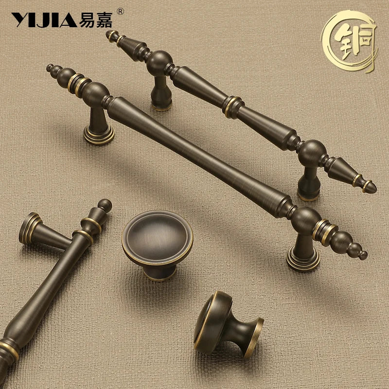 Solid Antique Brass Gold Finish Pull High-End Wardrobe Doors Cupboard Closet Handles and Drawer Knobs