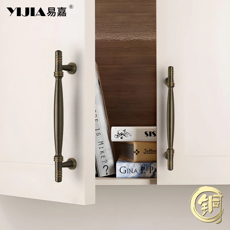 Solid Antique Brass Gold Finish Pull High-End Wardrobe Doors Cupboard Closet Handles and Drawer Knobs