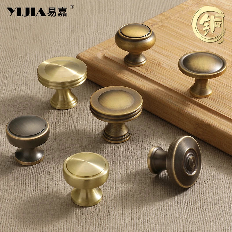 Solid Antique Brass Gold Finish Pull High-End Wardrobe Doors Cupboard Closet Handles and Drawer Knobs