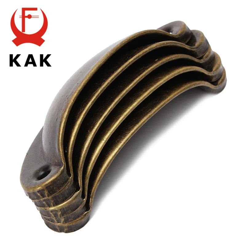 KAK 20PCS Retro Metal Kitchen Drawer Cabinet Door Handle And Furniture Knobs Hardware Cupboard Antique Brass Shell Pull Handles