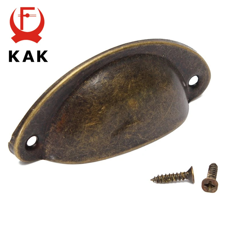 KAK 20PCS Retro Metal Kitchen Drawer Cabinet Door Handle And Furniture Knobs Hardware Cupboard Antique Brass Shell Pull Handles