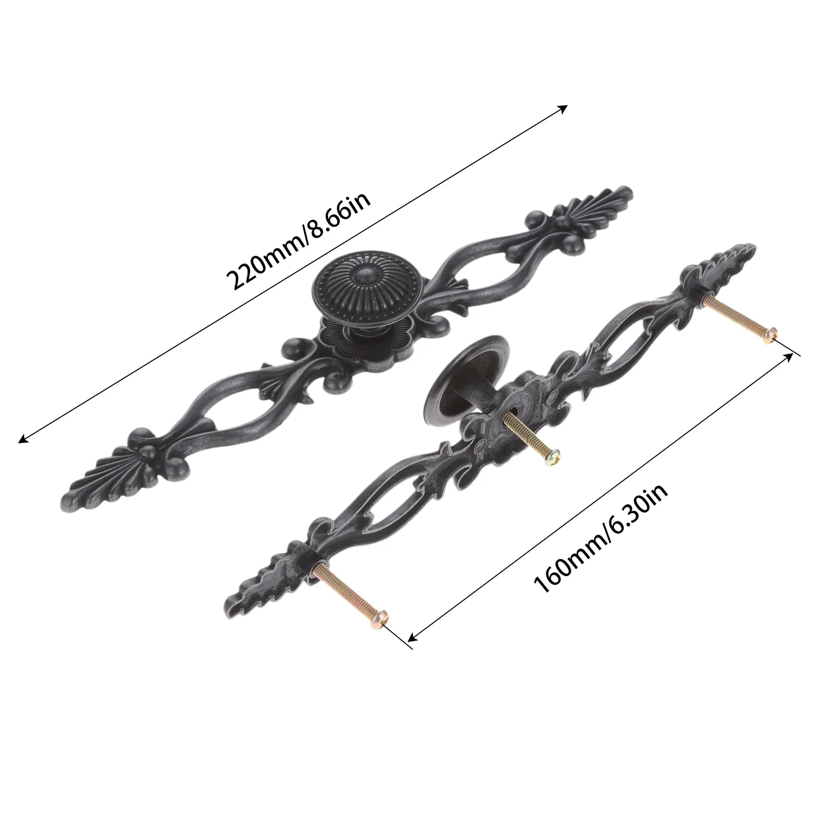 1pc Black Vintage Door Handles Antique Knobs and Handles for Kitchen Cabinets Cupboard Handles Closet Handle Furniture Hardware