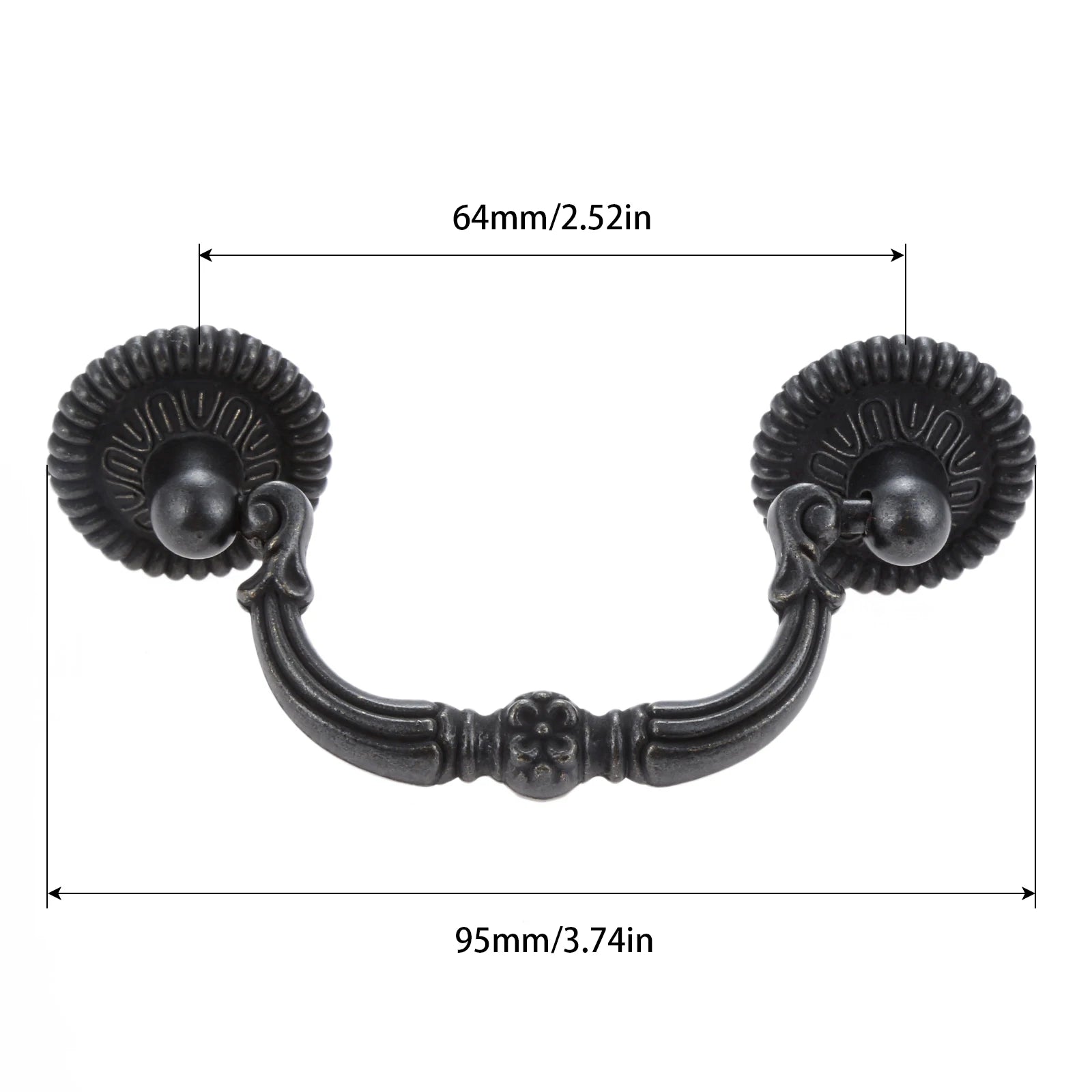 1pc Black Vintage Door Handles Antique Knobs and Handles for Kitchen Cabinets Cupboard Handles Closet Handle Furniture Hardware