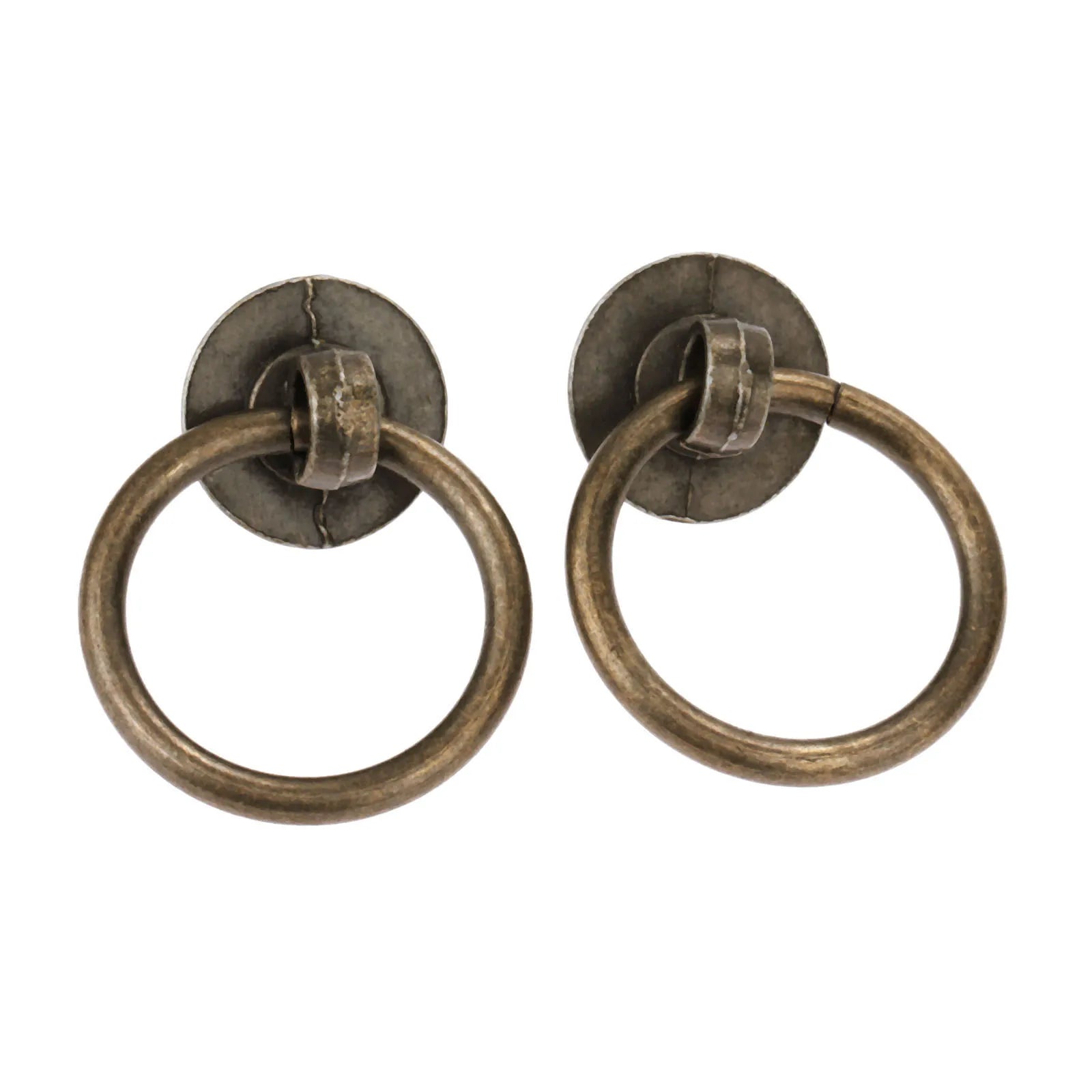 2sets Ring Knobs Simple Handle Antique Bronze Pull w/screws Decor Cabinet Furniture Kitchen Drawer Cupboard 40*30mm Old Chinese