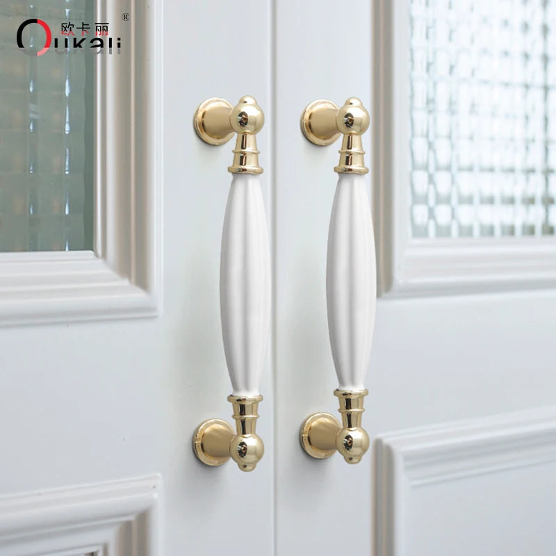 Best Selling K Gold White Kitchen Cabinet Drawer Handles Furniture Handel Hardware Dresser Zamak Ceramic Pull Handles