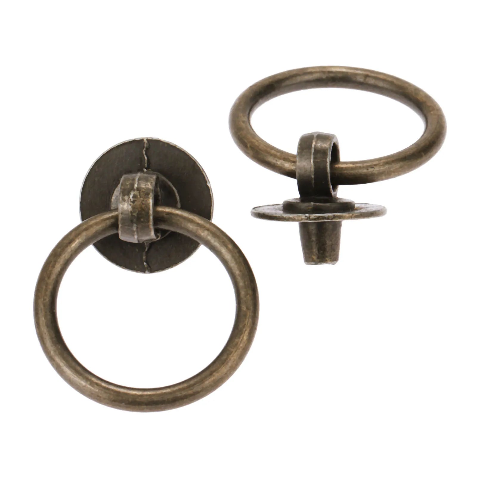 2sets Ring Knobs Simple Handle Antique Bronze Pull w/screws Decor Cabinet Furniture Kitchen Drawer Cupboard 40*30mm Old Chinese