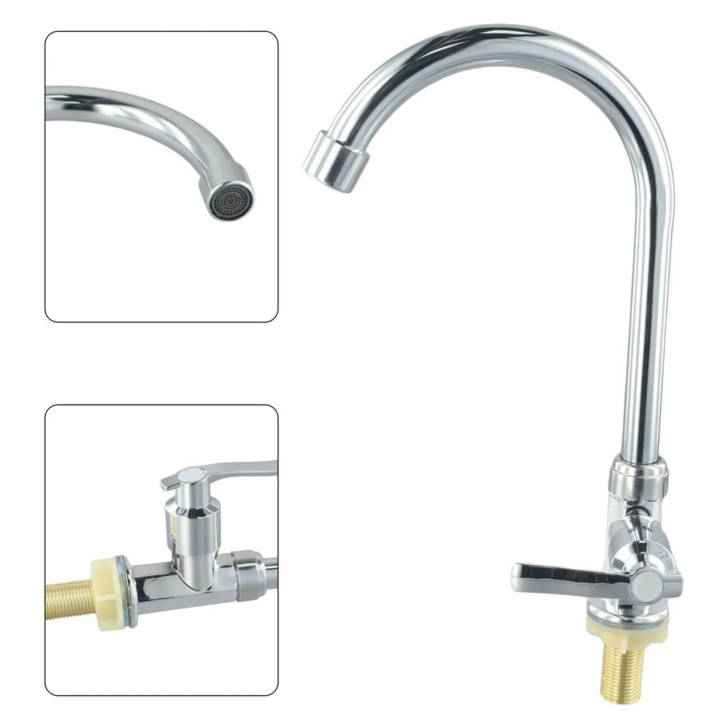 Single Lever Cold Water Kitchen Sink Tap – Deck Mounted, Plated Finish