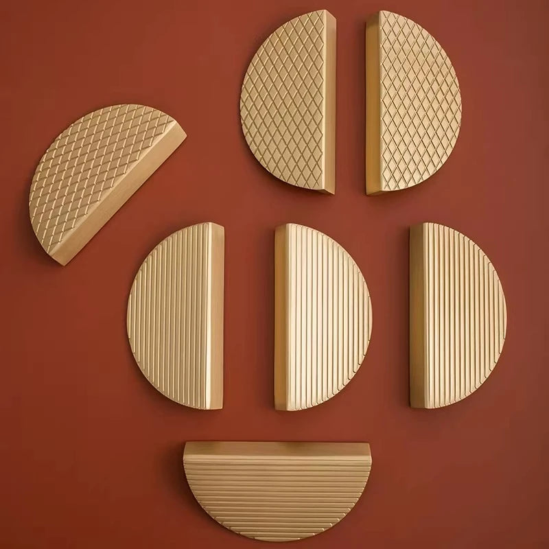 Modern Knobs Furniture Hardware Kitchen Accessories Brass Semicircular Cabinet Door Knob Handle Desk Drawer Pulls/Vertical Lines