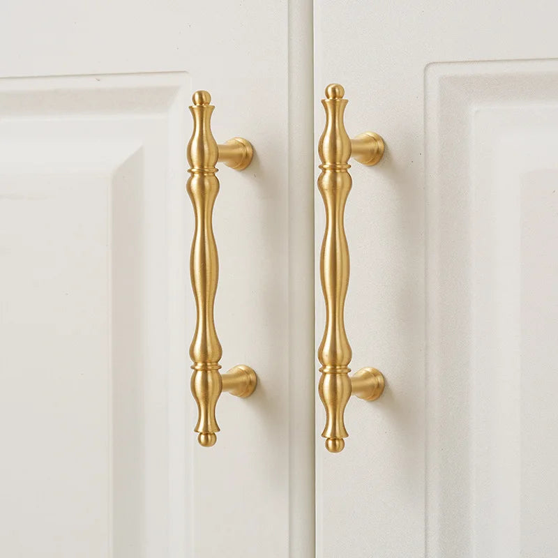 Handles for Furniture French Solid Brass Cupboard Door Knob and Handle American Kitchen Cabinet Drawer Handles