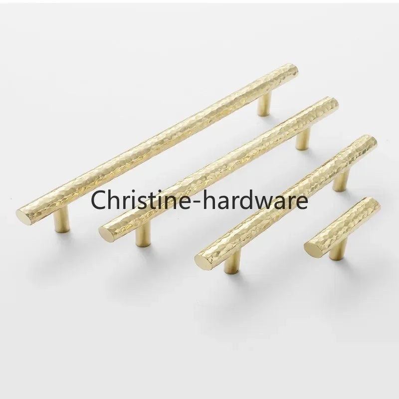 Brass Handle For Cabinet Hammered Golden Polished Gloss Drawer Kitchen Cupboard Furniture Modern Round Knobs