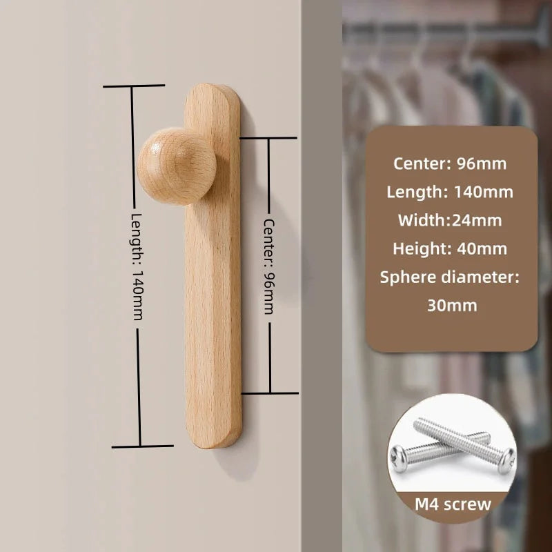 Nordic Walnut Wood Cabinet Knobs Minimalist Round Drawer Pulls Wardrobe Kitchen Cabinets furniture handles
