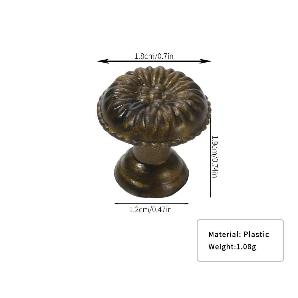 10-Pack New Chinese Style Plastic Drawer Pulls - Antique Bronze Mushroom Knobs, Single Hole Vintage Cabinet Handles for Hom
