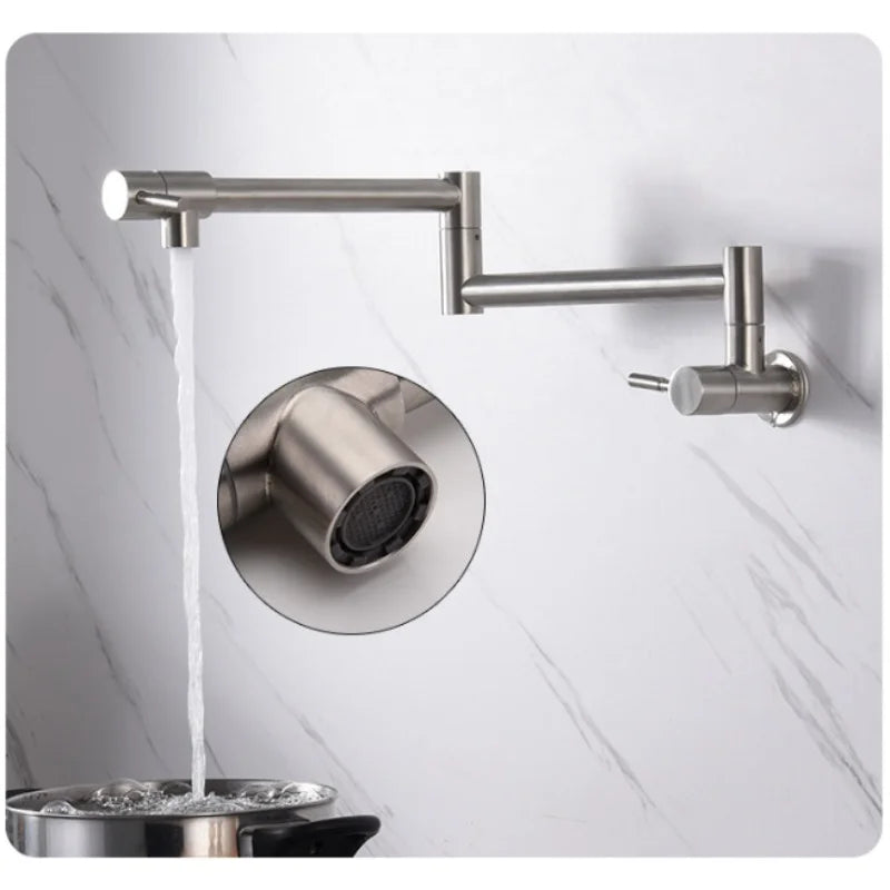 Brass Pot Filler Wall Mounted Foldable Kitchen Tap – Rose Gold