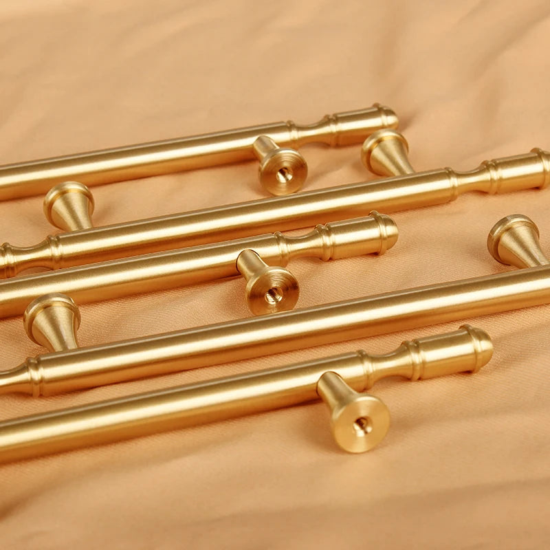 Pure Copper Wardrobe Door Handle Golden Retro Lengthened Furniture Handles Modern Simple Cabinet Drawer Small Handle Home Decor