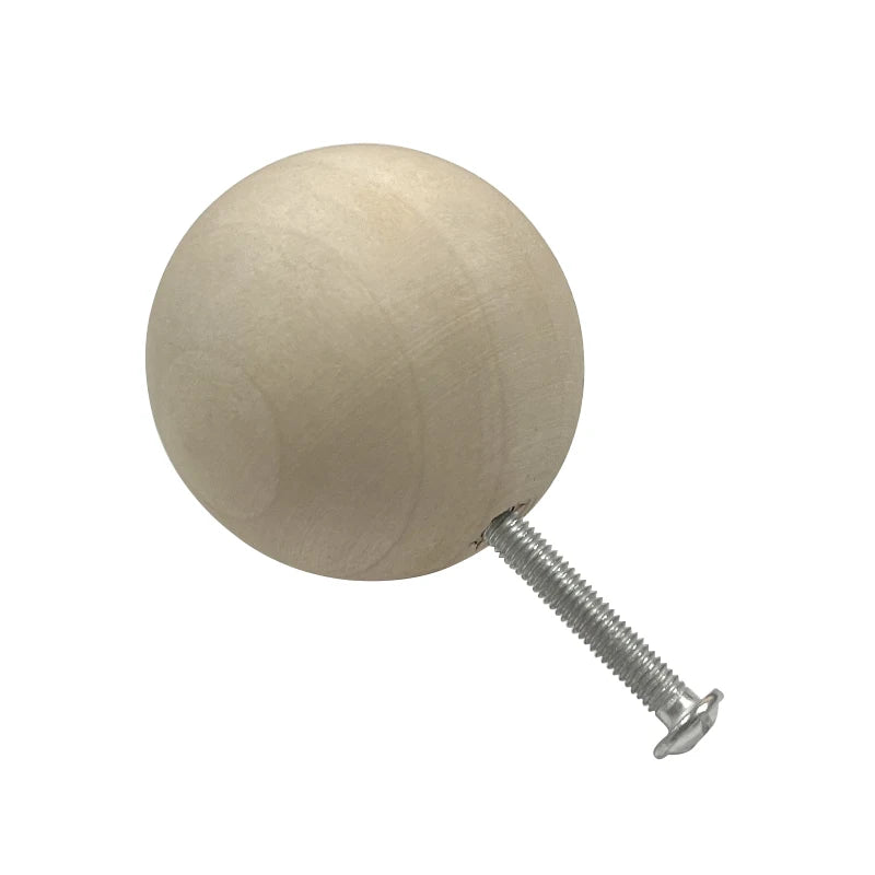 Wood Ball Knobs - Round Natural Wooden Furniture Knobs for Cabinet, Dresser, Wardrobe, Cupboard, Kitchen, Door Pulls and Handles