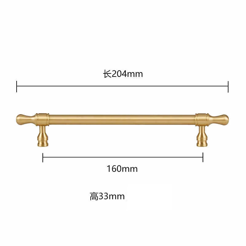 Pure Copper Wardrobe Door Handle Golden Retro Lengthened Furniture Handles Modern Simple Cabinet Drawer Small Handle Home Decor