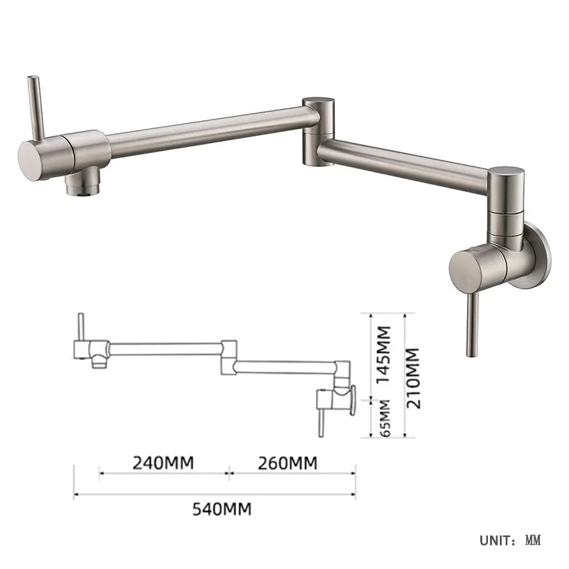 Brass Pot Filler Tap – Wall Mounted Foldable Kitchen Faucet