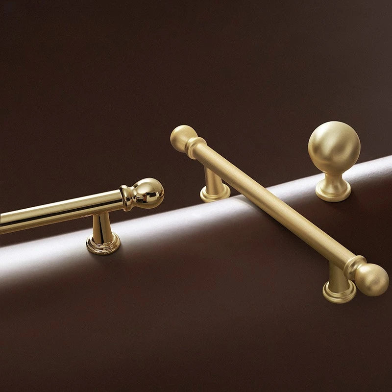 Luxury cabinet door handles, French-style cabinet and drawer single-hole knobs, electroplated gold pulls, furniture accessories