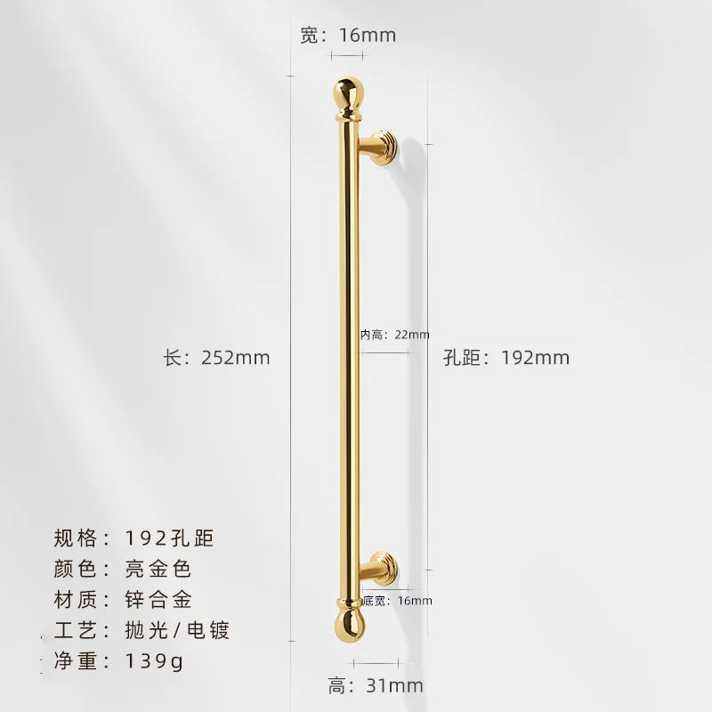 Luxury cabinet door handles, French-style cabinet and drawer single-hole knobs, electroplated gold pulls, furniture accessories