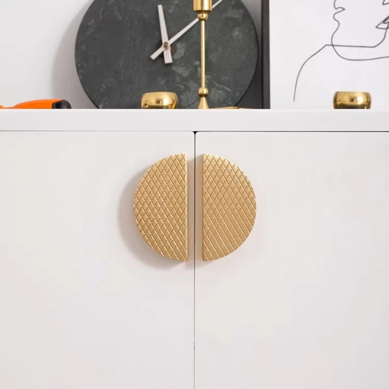 Modern Knobs Furniture Hardware Kitchen Accessories Brass Semicircular Cabinet Door Knob Handle Desk Drawer Pulls/Vertical Lines