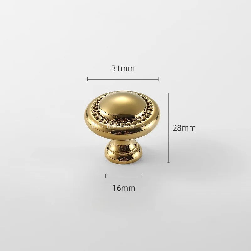 Brass Furniture Handles Bright Gold Cupboard Kitchen Cabinet Pulls Solid Copper Luxury Wardrobe Dresser Drawer Knobs Door Handle