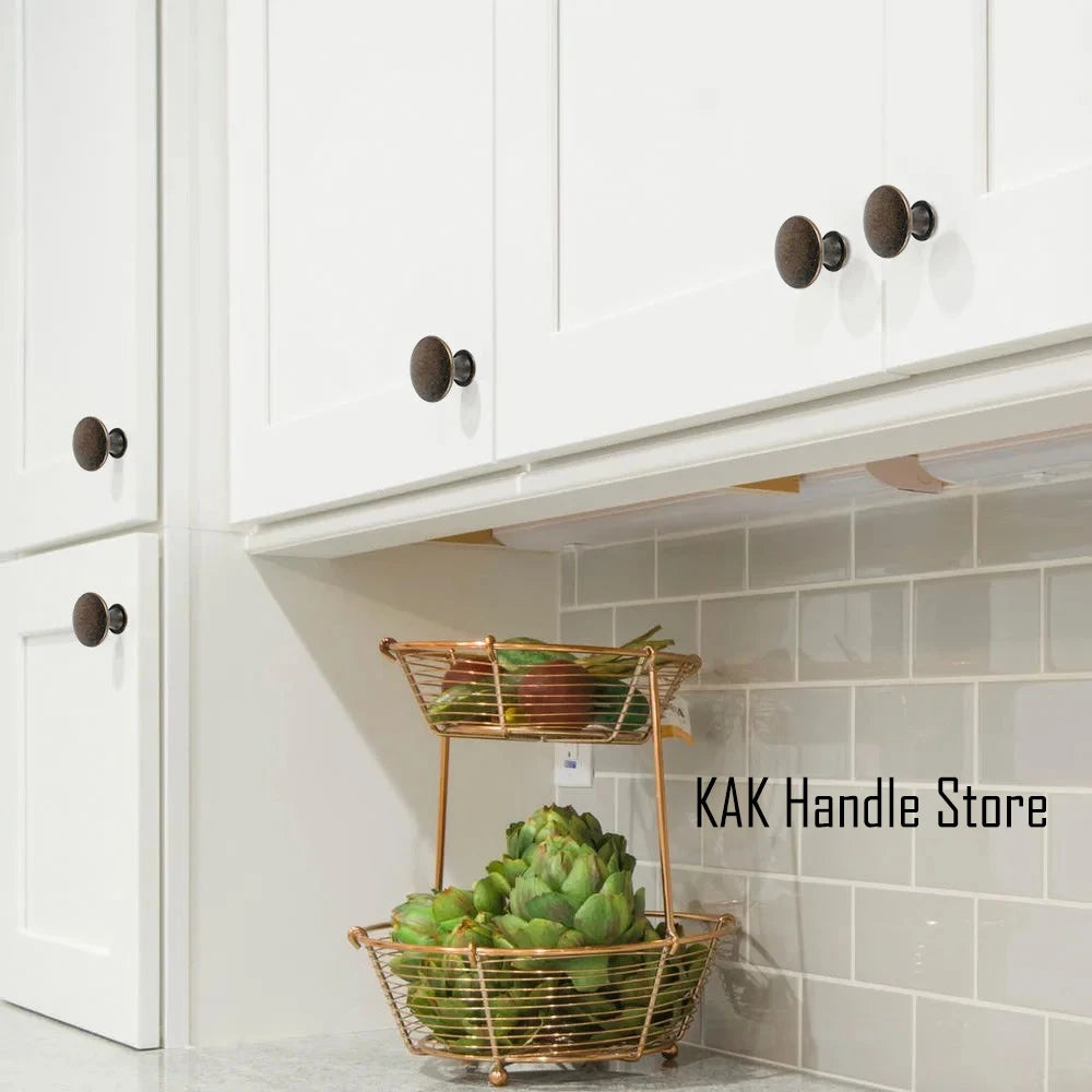 KAK 12PCS Vintage Bronze Furniture Knobs and Handles Black Kitchen Handle Antique Bronze Brass Drawer Knobs Door Hardware