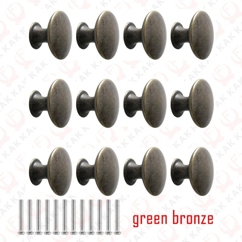 KAK 12PCS Vintage Bronze Furniture Knobs and Handles Black Kitchen Handle Antique Bronze Brass Drawer Knobs Door Hardware
