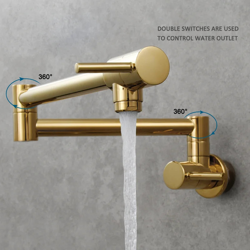 Brass Pot Filler Tap – Wall Mounted Foldable Kitchen Faucet