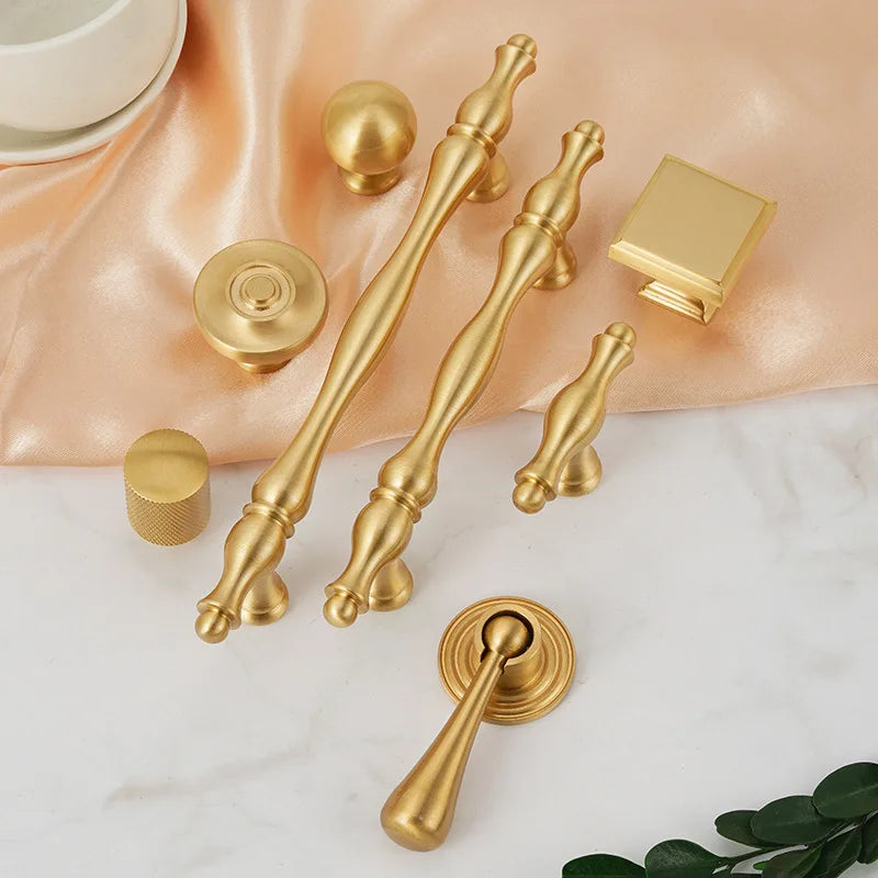 Handles for Furniture French Solid Brass Cupboard Door Knob and Handle American Kitchen Cabinet Drawer Handles