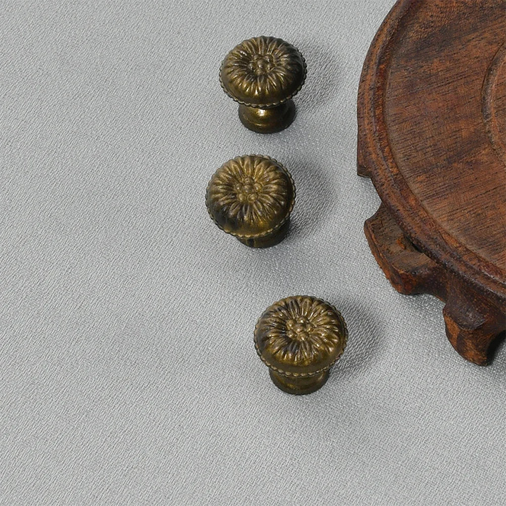 10pcs Mushroom Round Knob w/screw Antique Bronze 1-Hole Pull Handle Old Chinese Style Decor Cabinet Drawer Wood Box Furniture