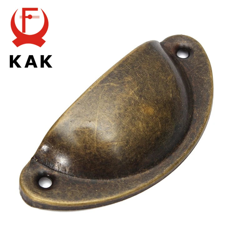 KAK 20PCS Retro Metal Kitchen Drawer Cabinet Door Handle And Furniture Knobs Hardware Cupboard Antique Brass Shell Pull Handles