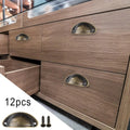 12PCS Shell Furniture Cabinet Pulls Drawer Handle Kitchen Cupboard Door Cabinet Knobs Cup Antique for Wardrobe Door
